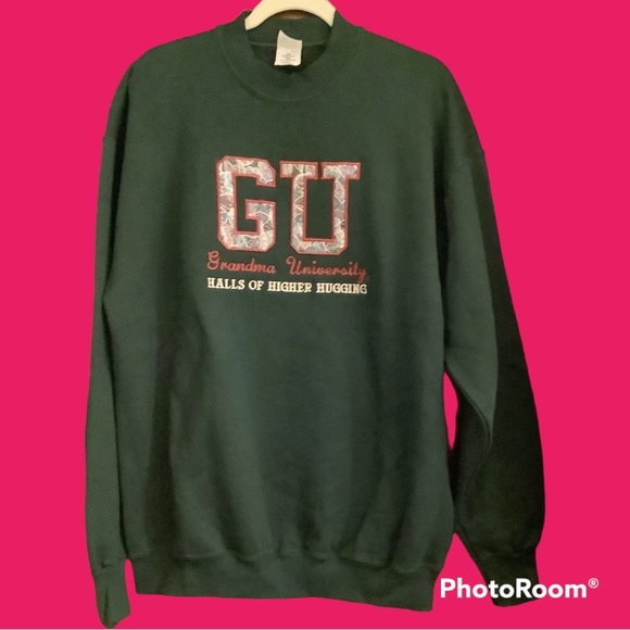 Fruit of the Loom Tops - Embroidered Grandma University Sweatshirt  green. Halls of Higher Hugging. NWT